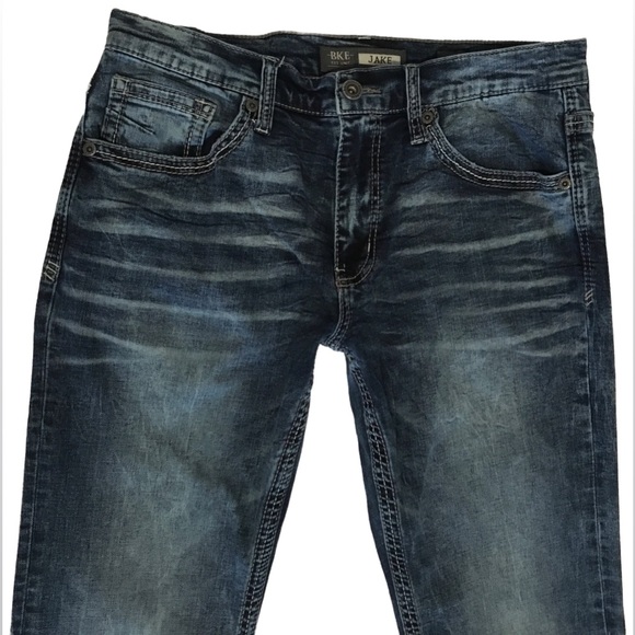 BKE Jeans 34L triple stitch factory fade/distressed jeans - Picture 5 of 8